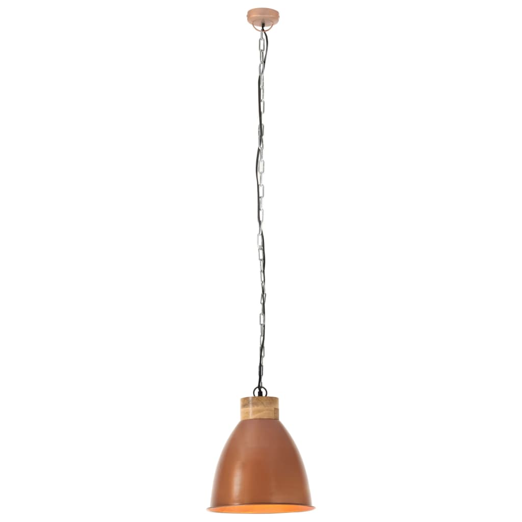 Lampe à suspension industrielle E27 35 cm en fer et bois massif