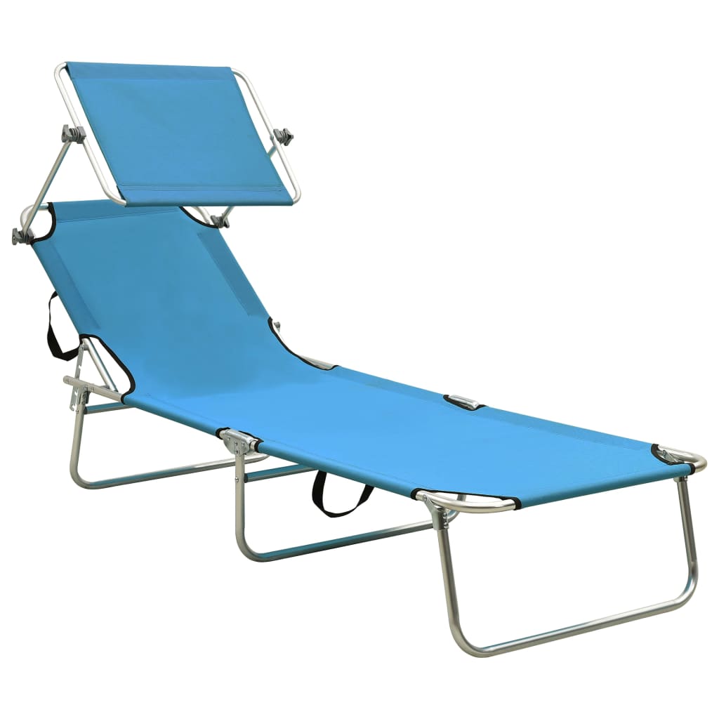 Chaise longue pliable avec auvent en aluminium