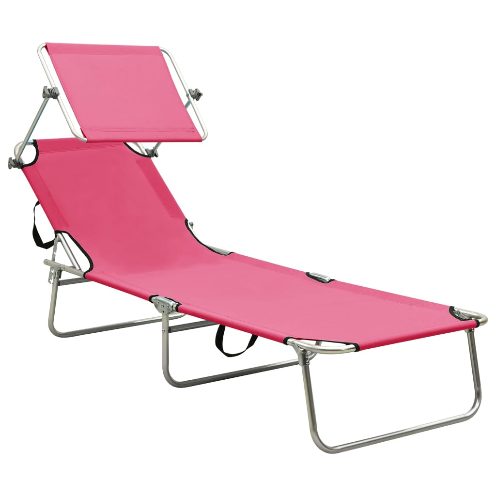 Chaise longue pliable avec auvent en aluminium