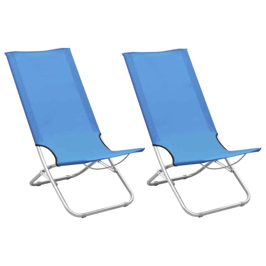 Chaises de plage 2 pcs pliables en tissu