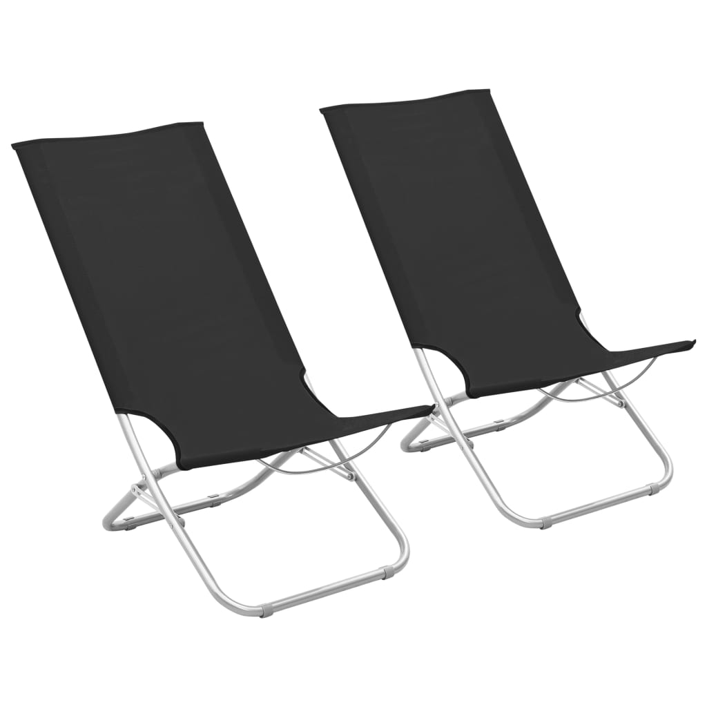 Chaises de plage 2 pcs pliables en tissu