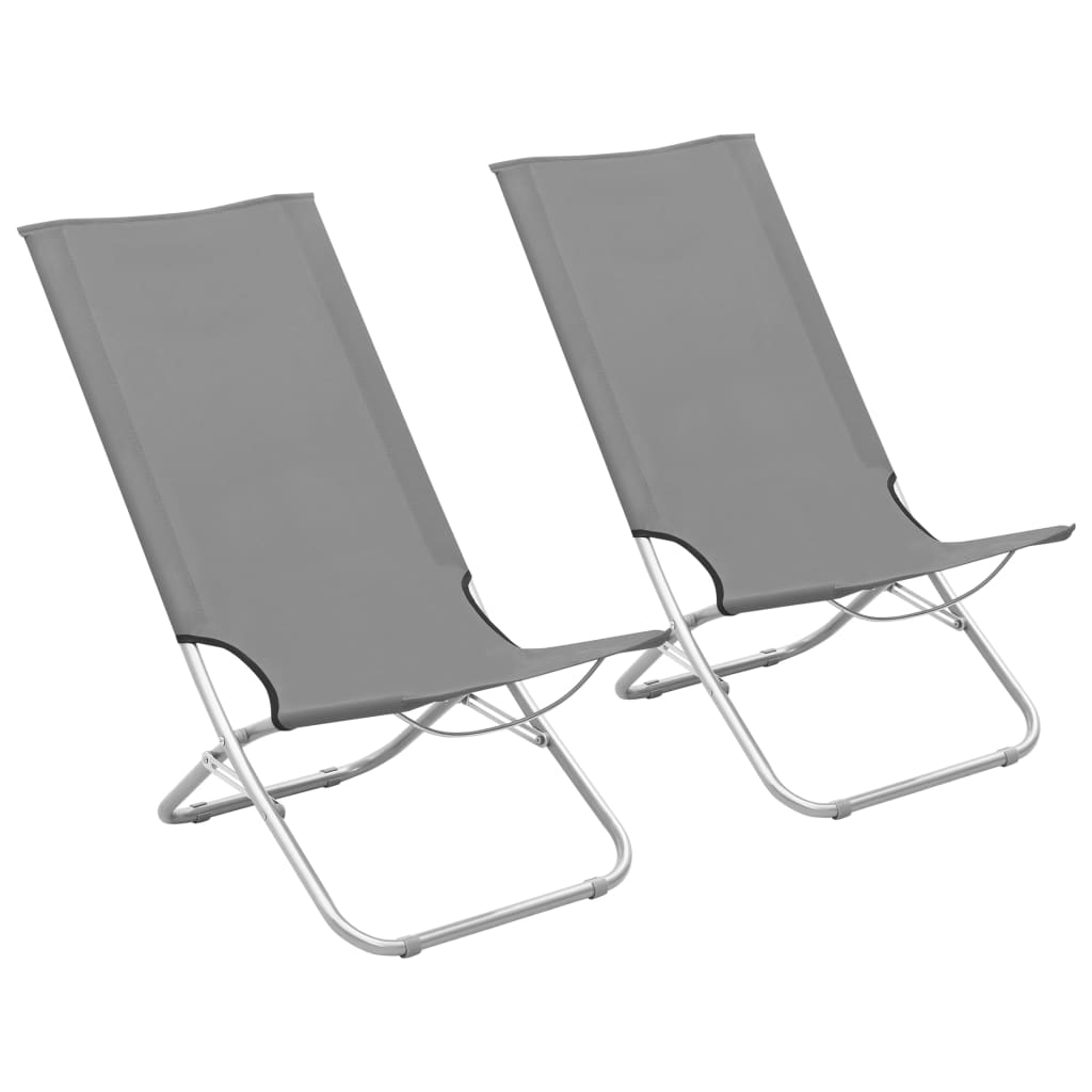 Chaises de plage 2 pcs pliables en tissu