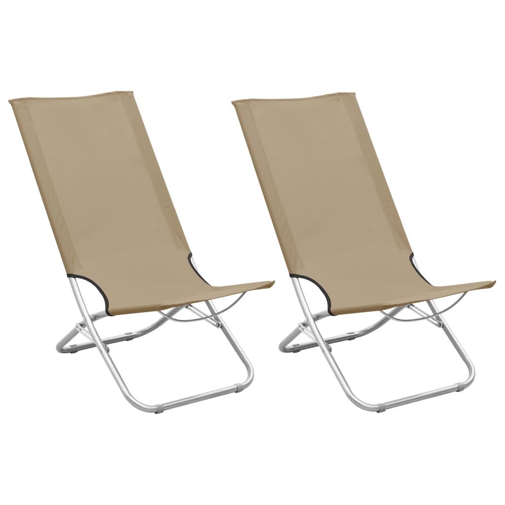 Chaises de plage 2 pcs pliables en tissu