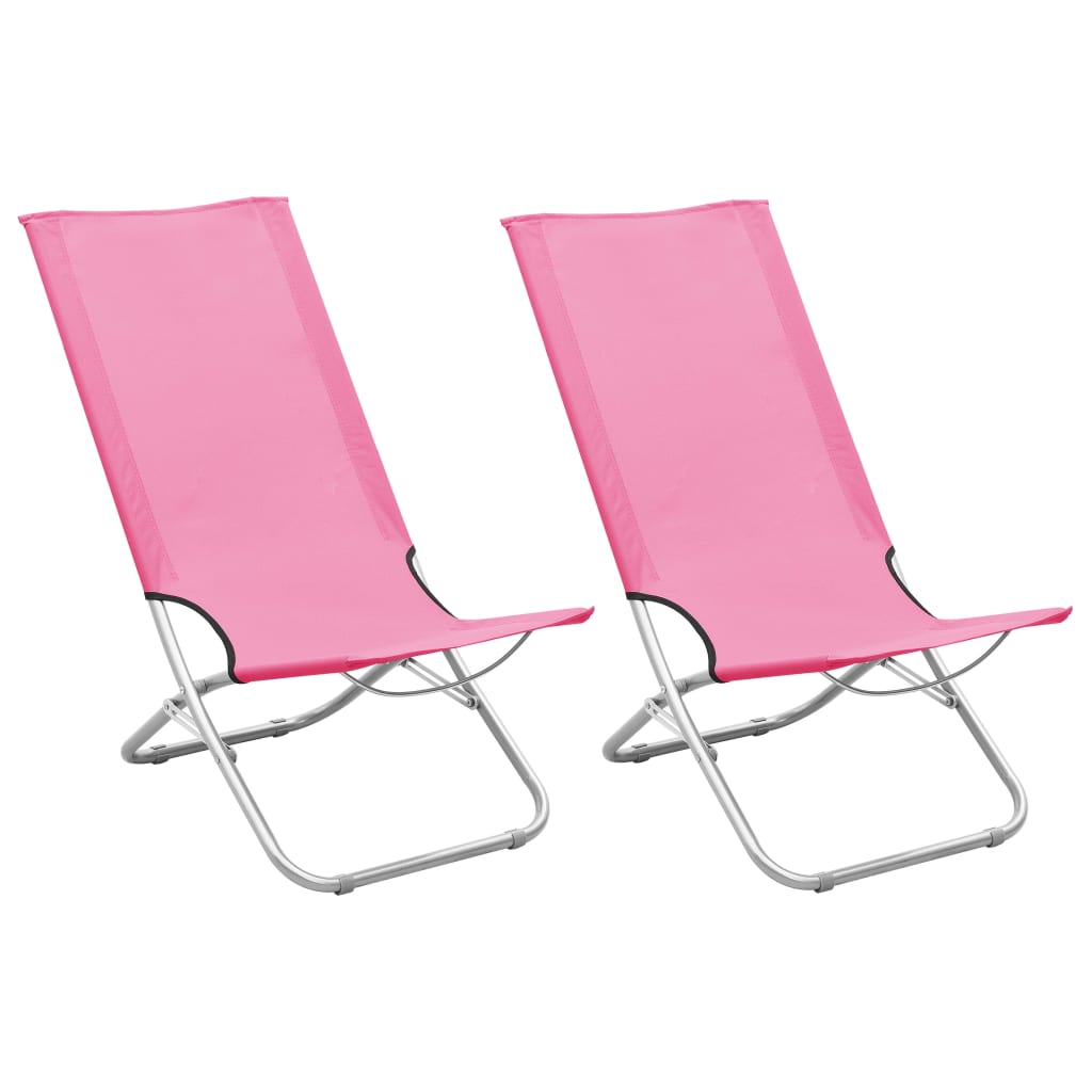 Chaises de plage 2 pcs pliables en tissu