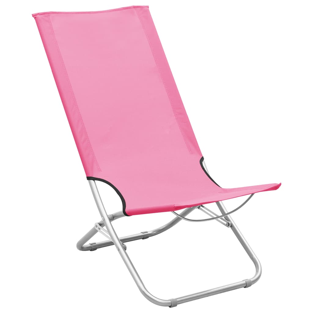 Chaises de plage 2 pcs pliables en tissu