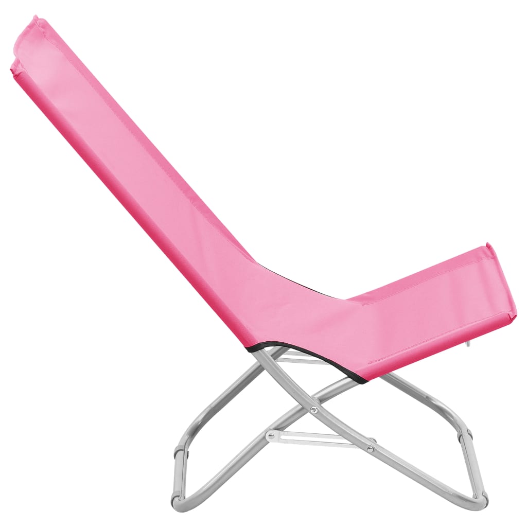 Chaises de plage 2 pcs pliables en tissu