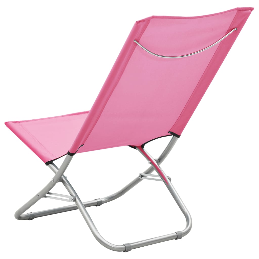 Chaises de plage 2 pcs pliables en tissu