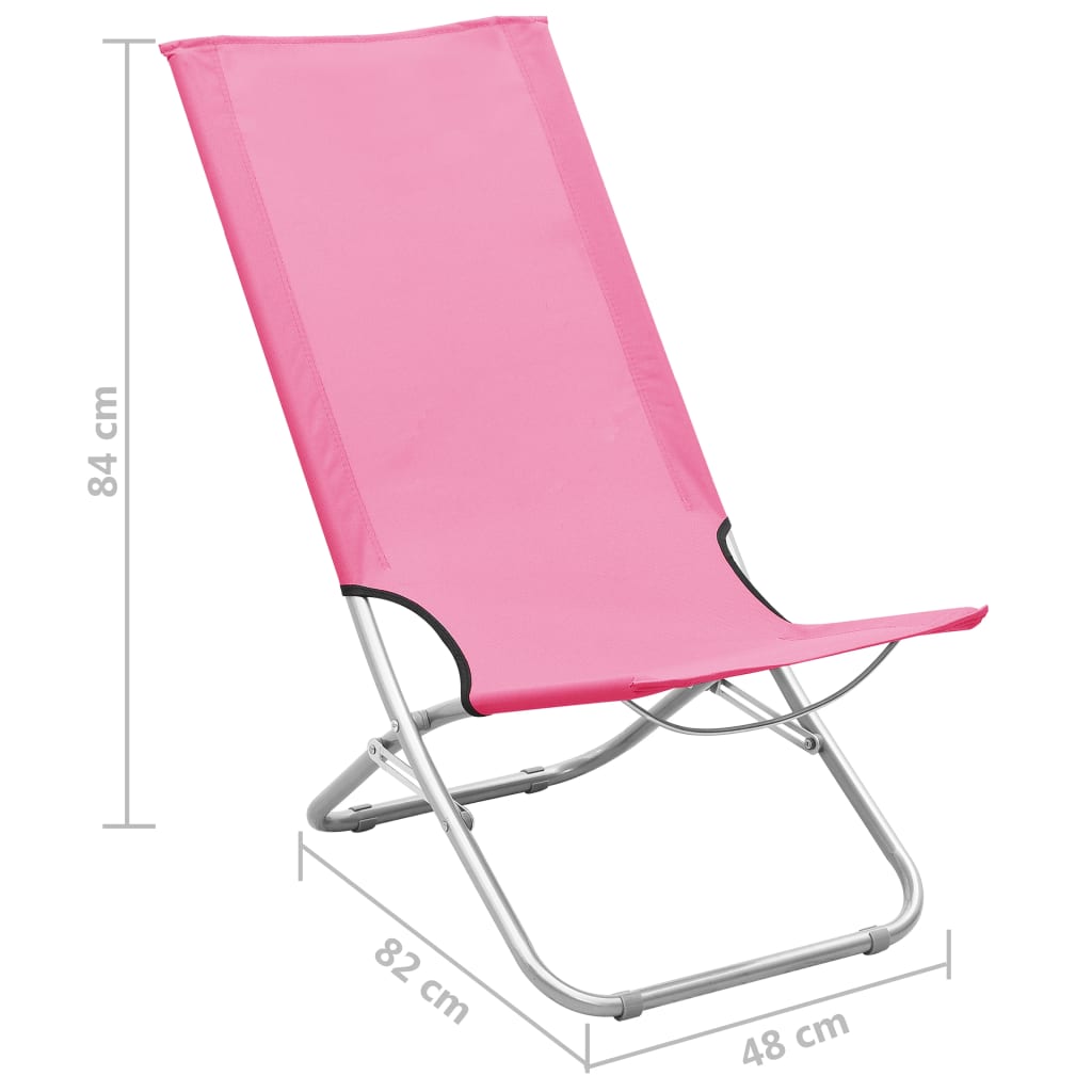 Chaises de plage 2 pcs pliables en tissu