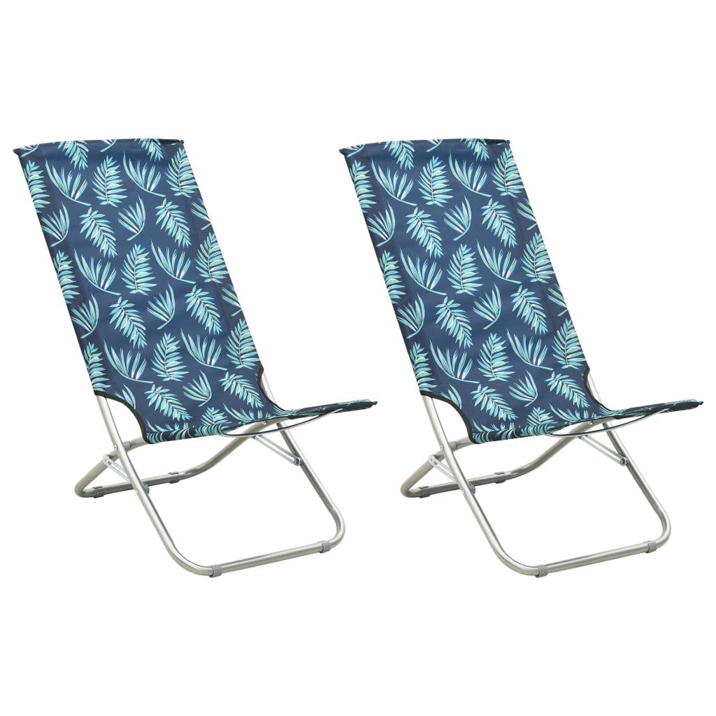 Chaises de plage 2 pcs pliables en tissu