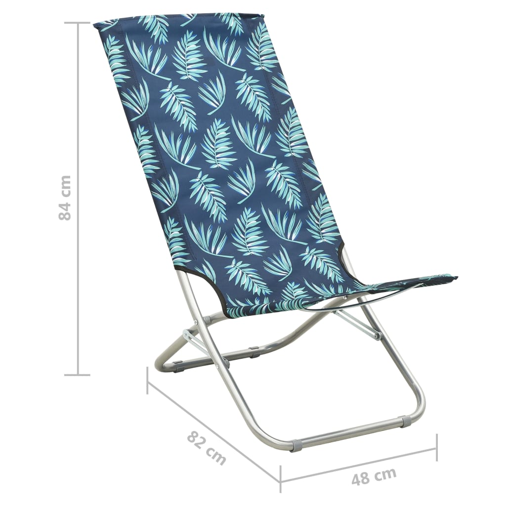 Chaises de plage 2 pcs pliables en tissu