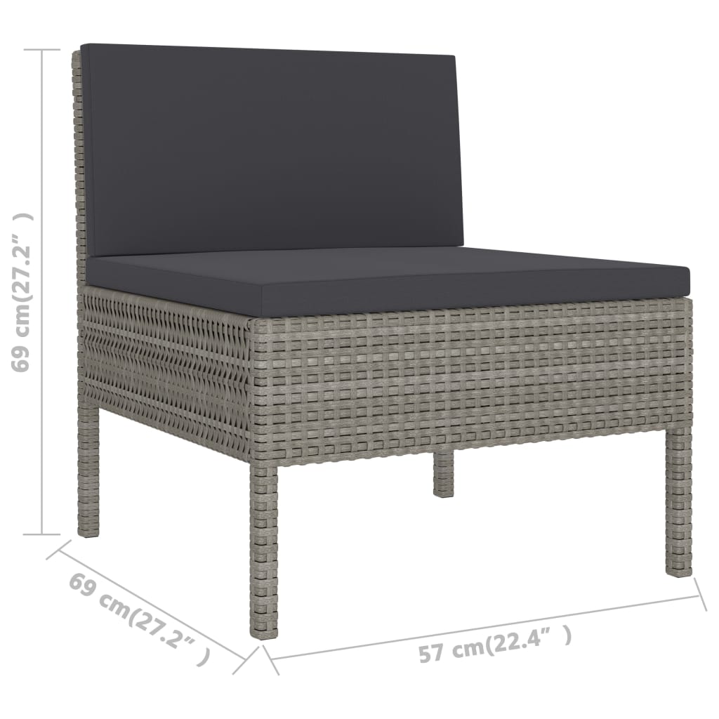 Tuinstoelen 3 st met kussens poly rattan