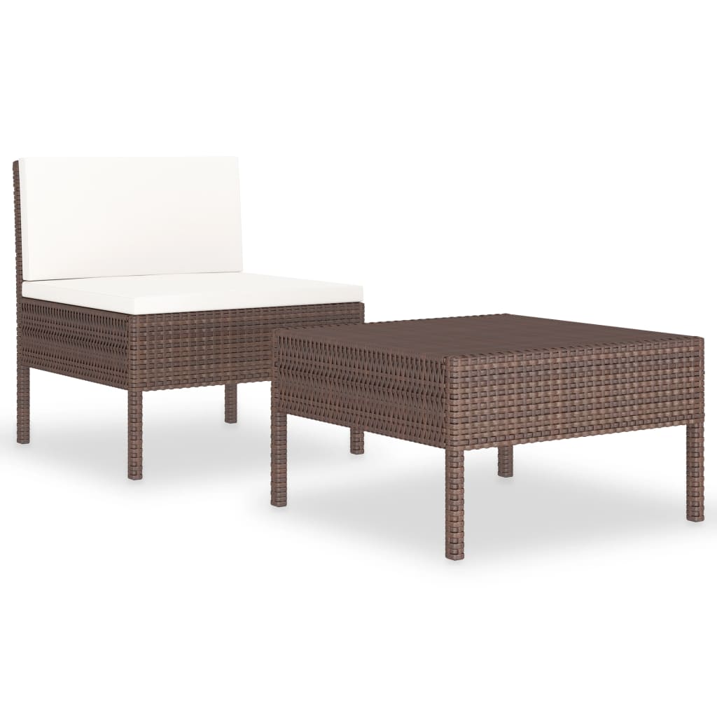 2-delige Loungeset met kussens poly rattan