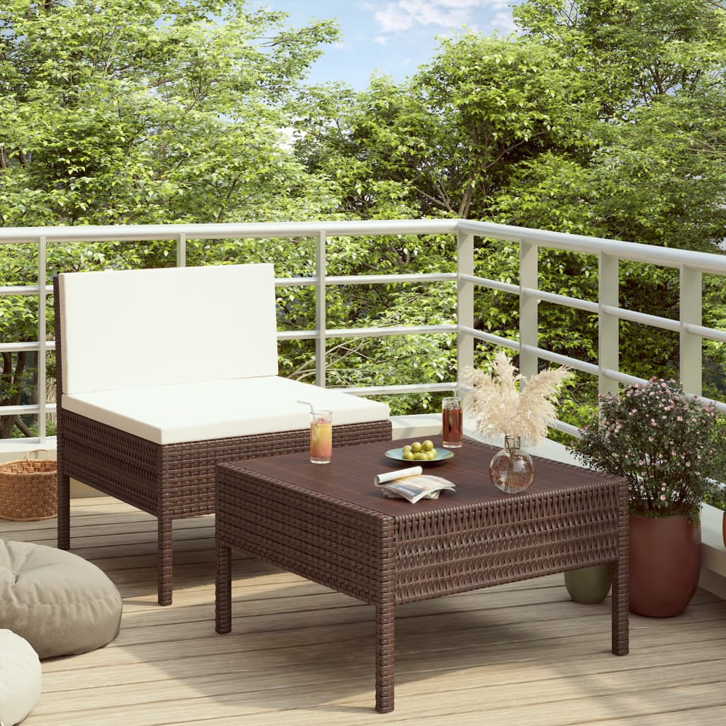 2-delige Loungeset met kussens poly rattan