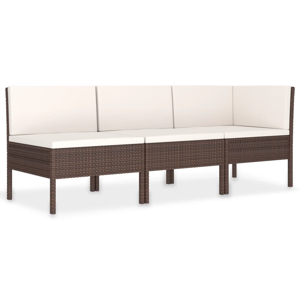 3-delige Loungeset met kussens poly rattan