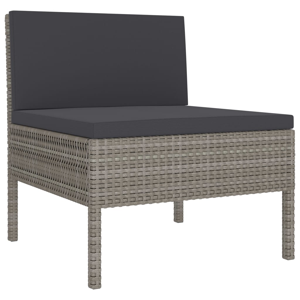 3-delige Loungeset met kussens poly rattan