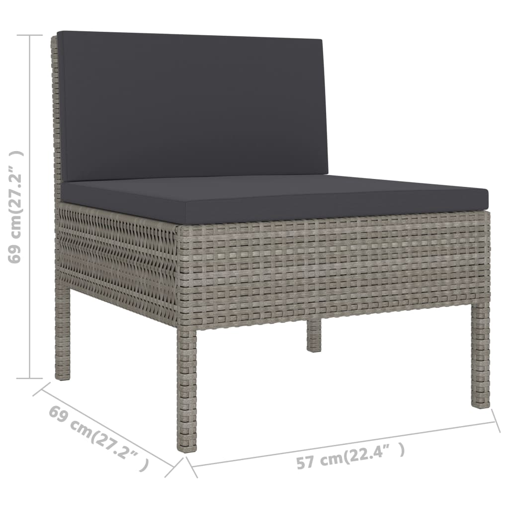 3-delige Loungeset met kussens poly rattan