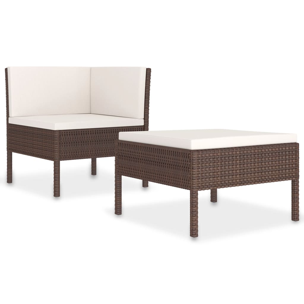 2-delige Loungeset met kussens poly rattan