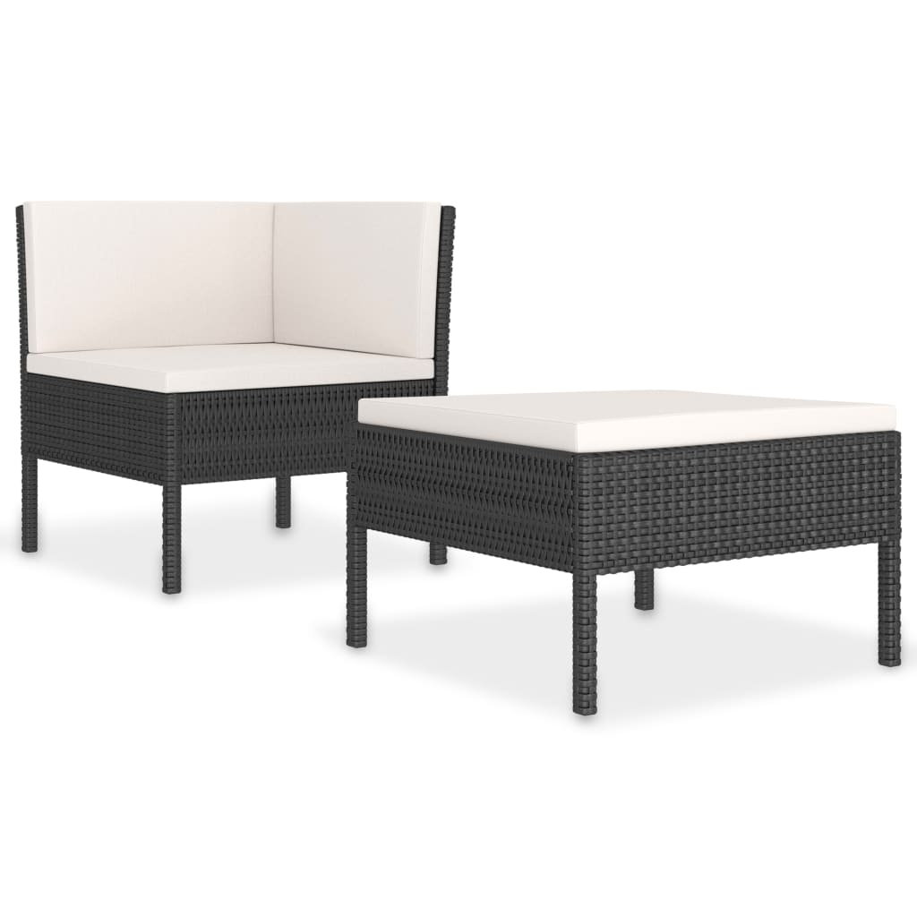 2-delige Loungeset met kussens poly rattan