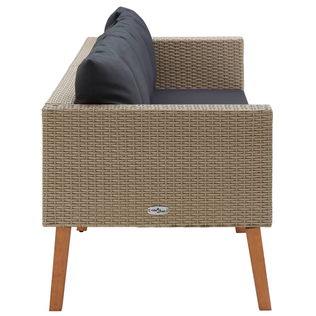 Tuinbank eenzits met kussens poly rattan