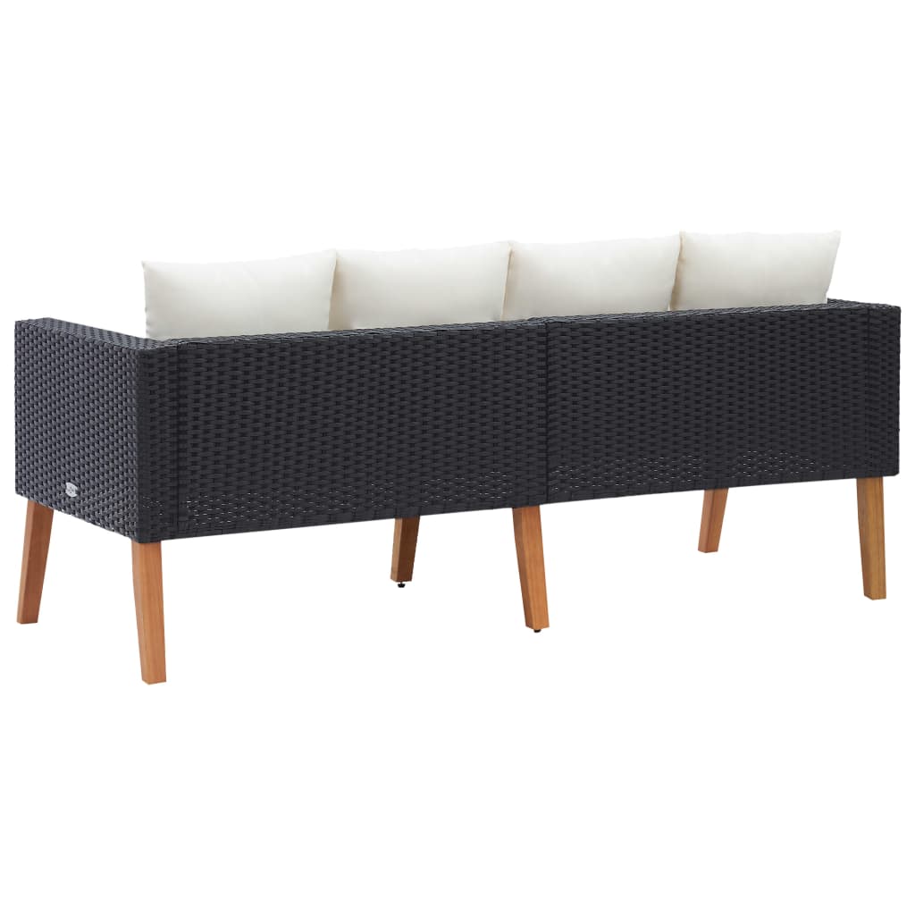 Banc de jardin monoplace avec coussins en polyrotin