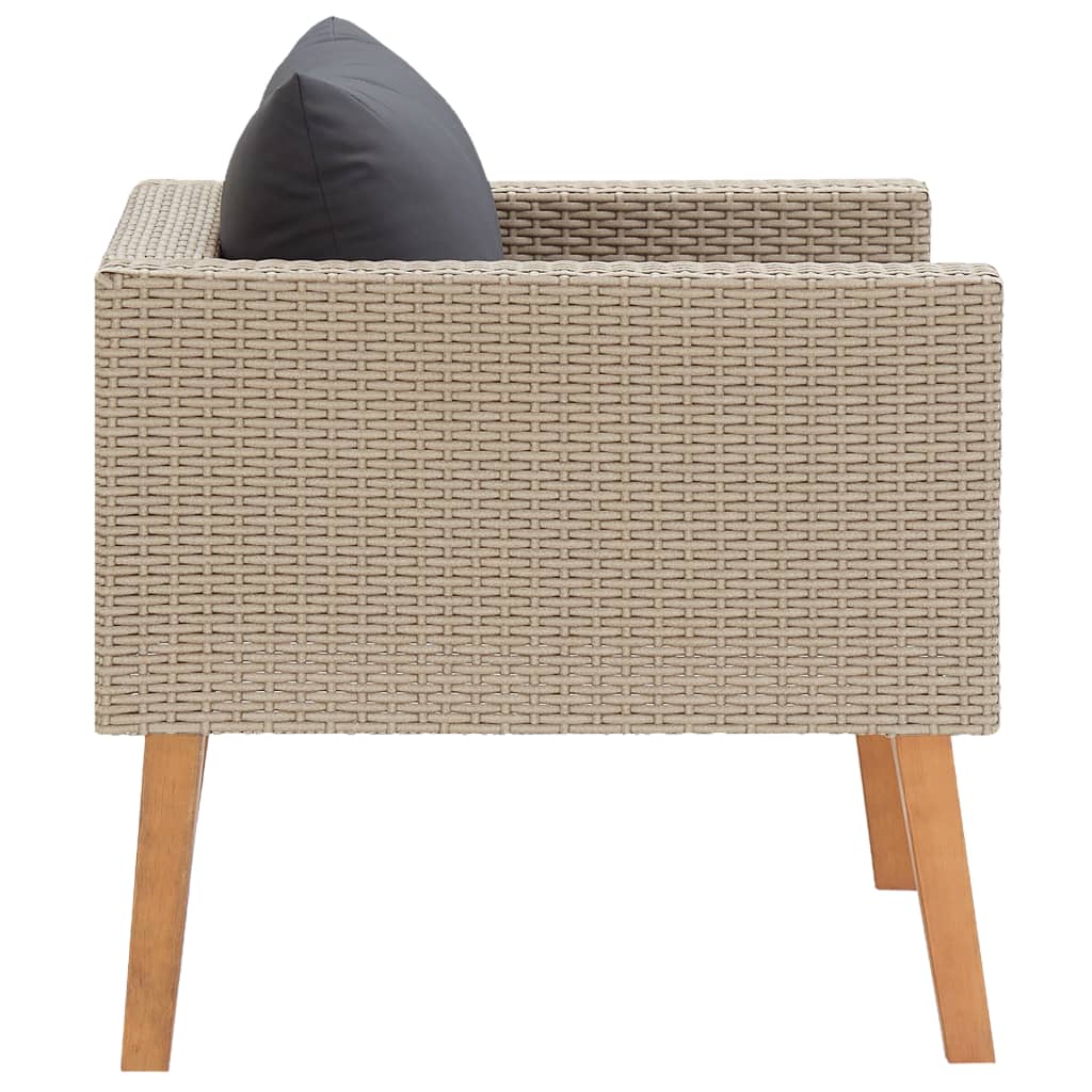 Tuinbank eenzits met kussens poly rattan