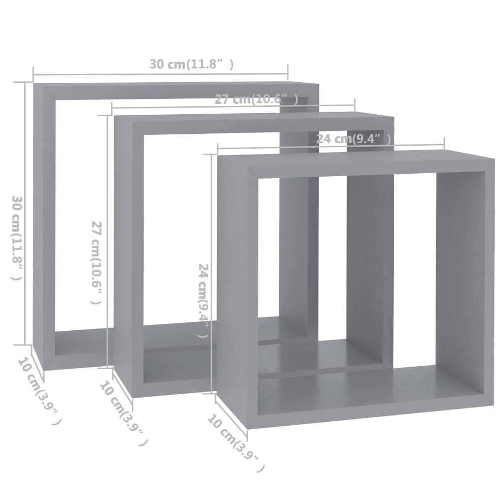 Wandschappen kubus 3 st MDF