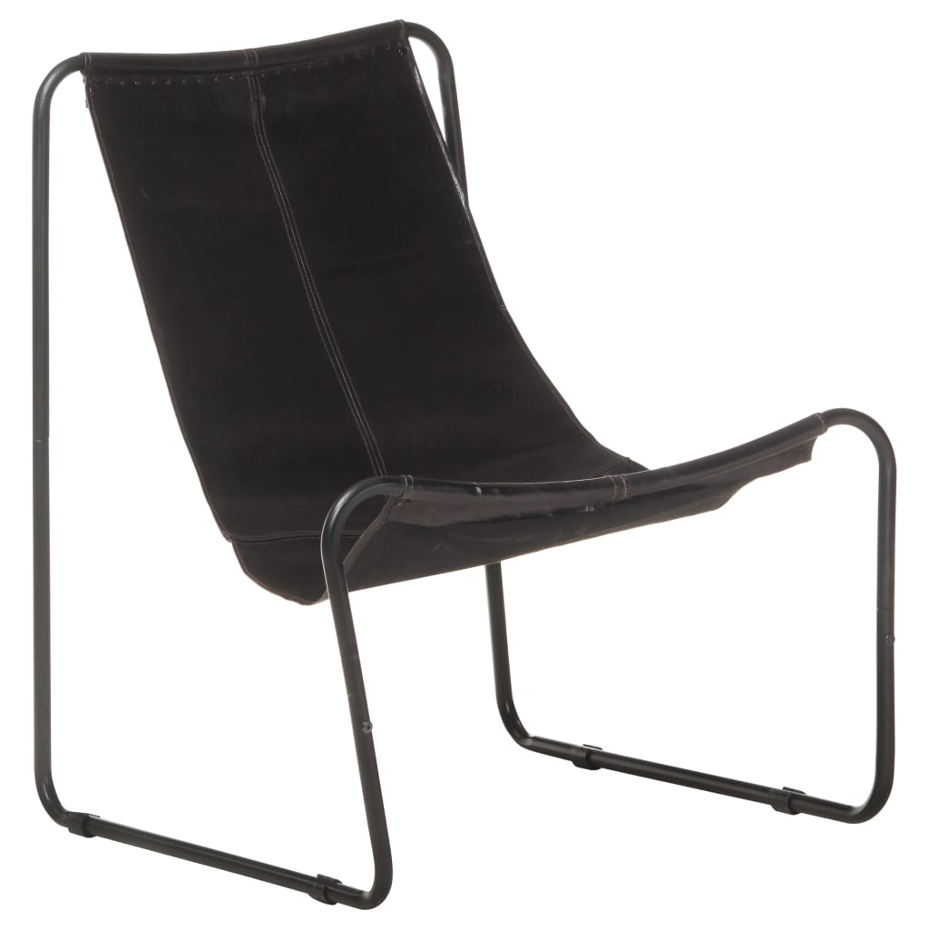 Fauteuil relax en cuir véritable noir