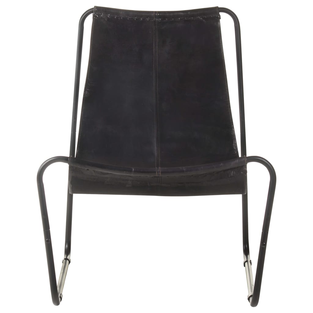 Fauteuil relax en cuir véritable noir