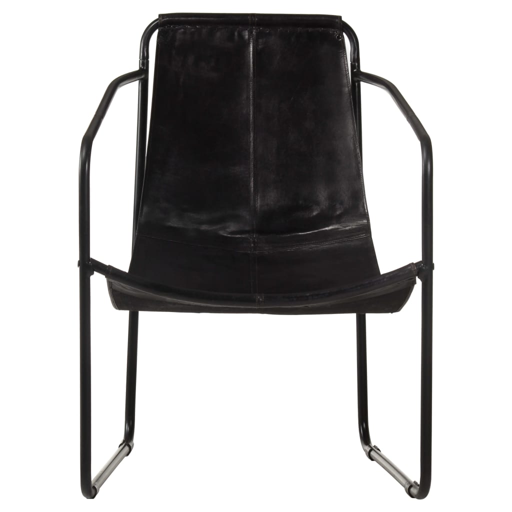 Fauteuil relax en cuir véritable noir