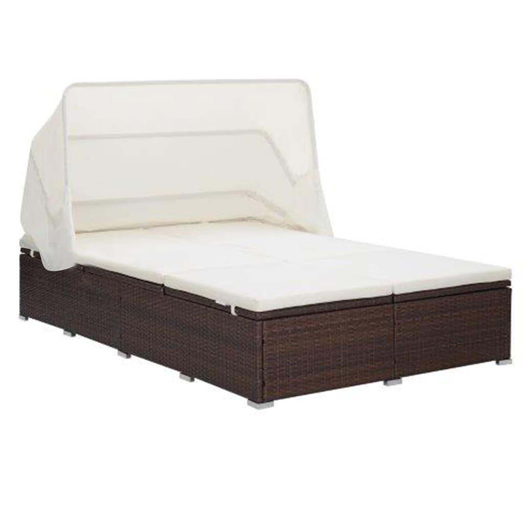 Bain de soleil avec coussin 2 personnes en polyrotin