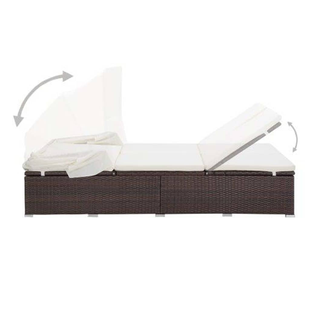 Bain de soleil avec coussin 2 personnes en polyrotin