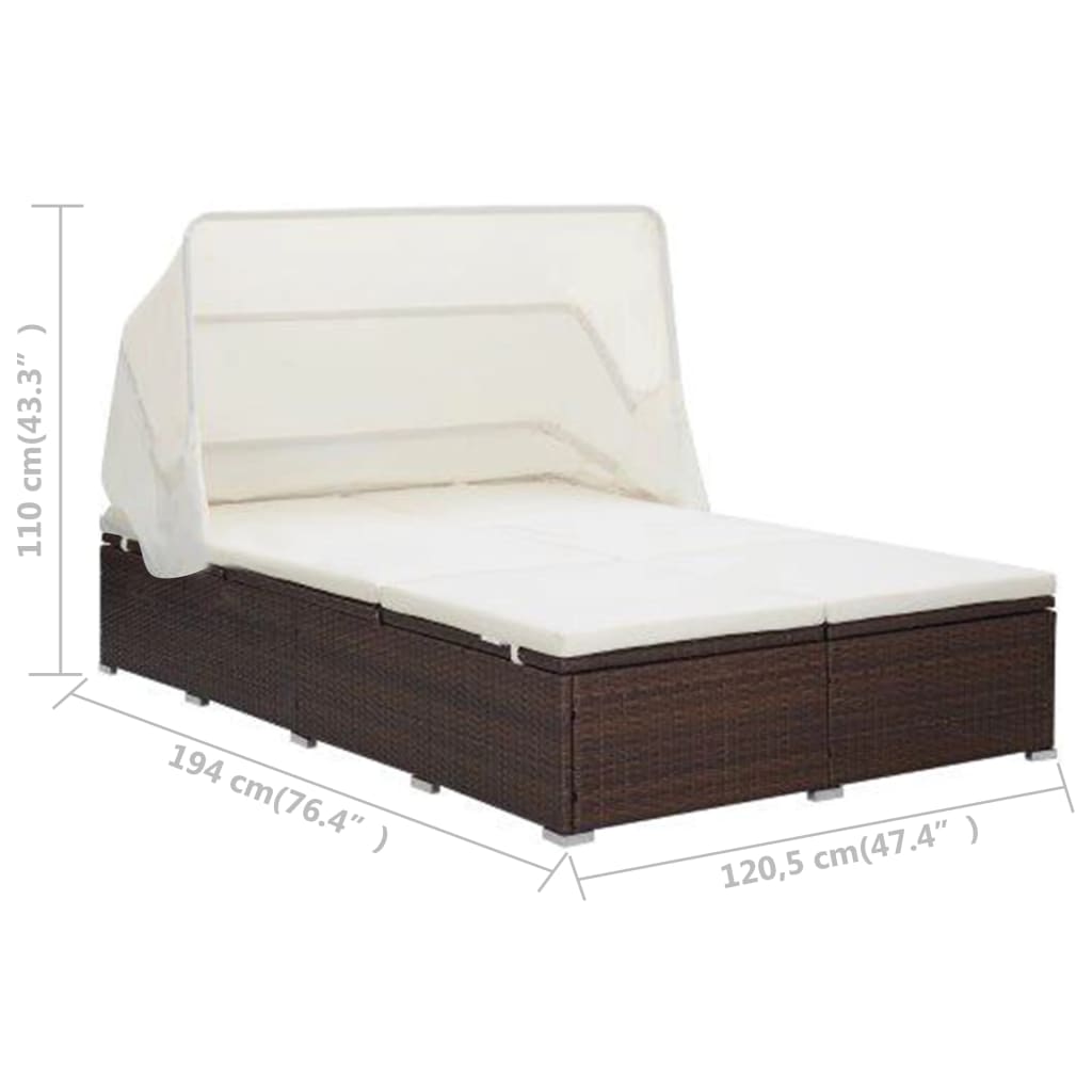 Bain de soleil avec coussin 2 personnes en polyrotin