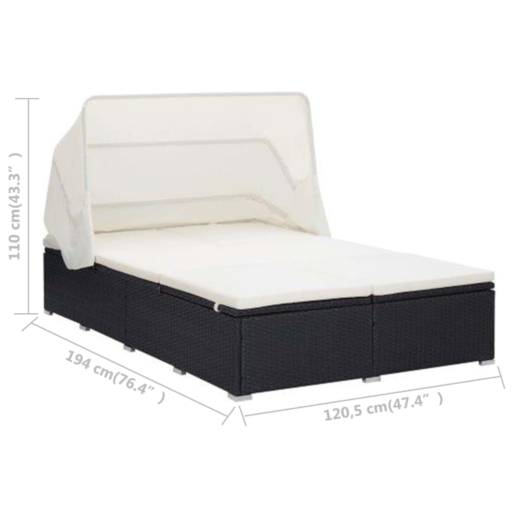 Bain de soleil avec coussin 2 personnes en polyrotin