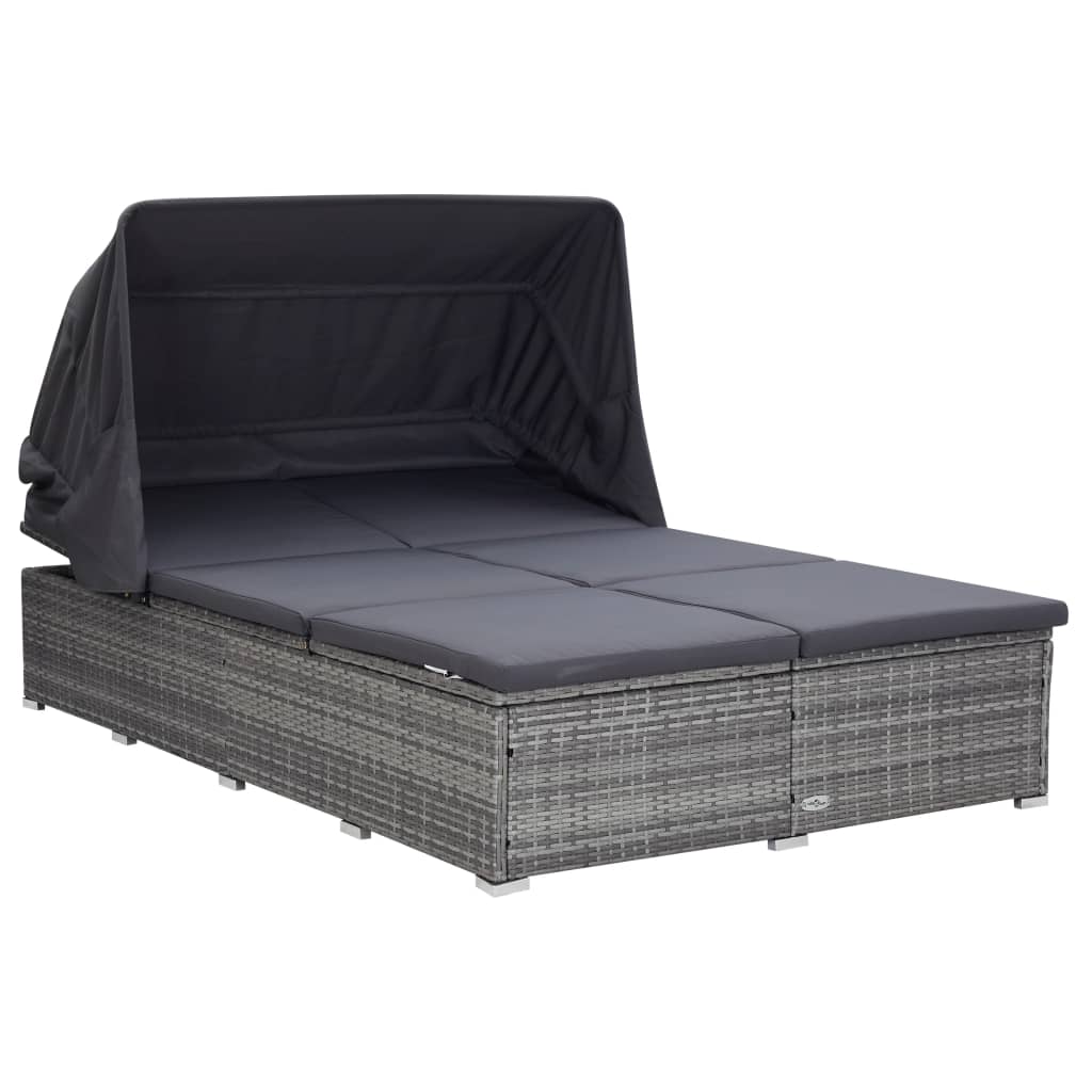 Bain de soleil avec coussin 2 personnes en polyrotin