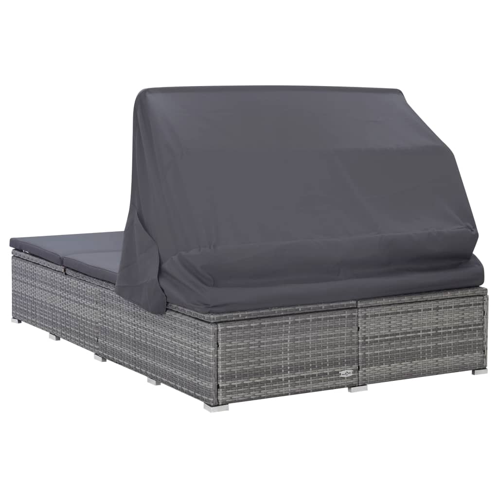 Bain de soleil avec coussin 2 personnes en polyrotin