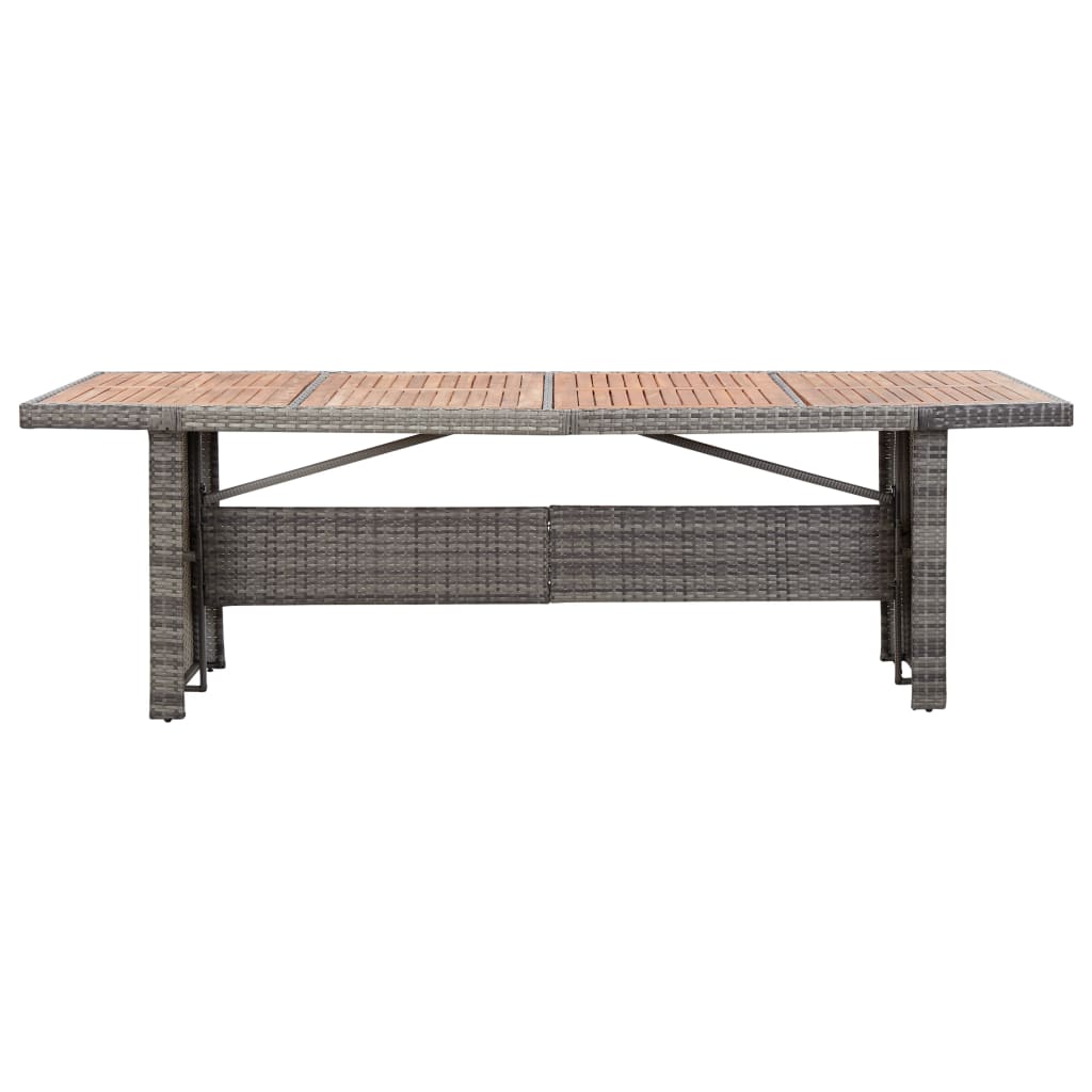 Table de jardin 240x90x74 cm poly rotin verre