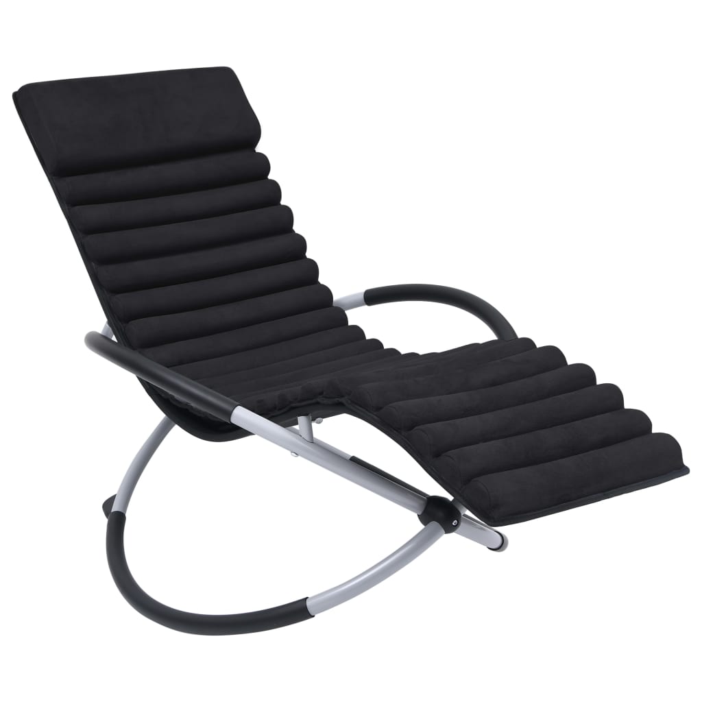 Chaise longue avec coussin en acier noir