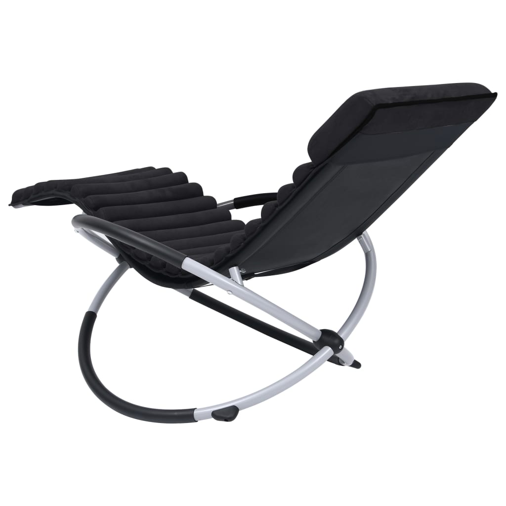 Chaise longue avec coussin en acier noir