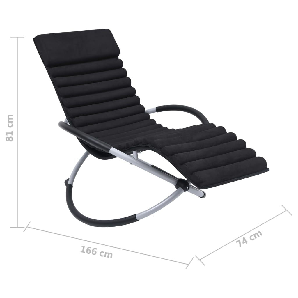 Chaise longue avec coussin en acier noir