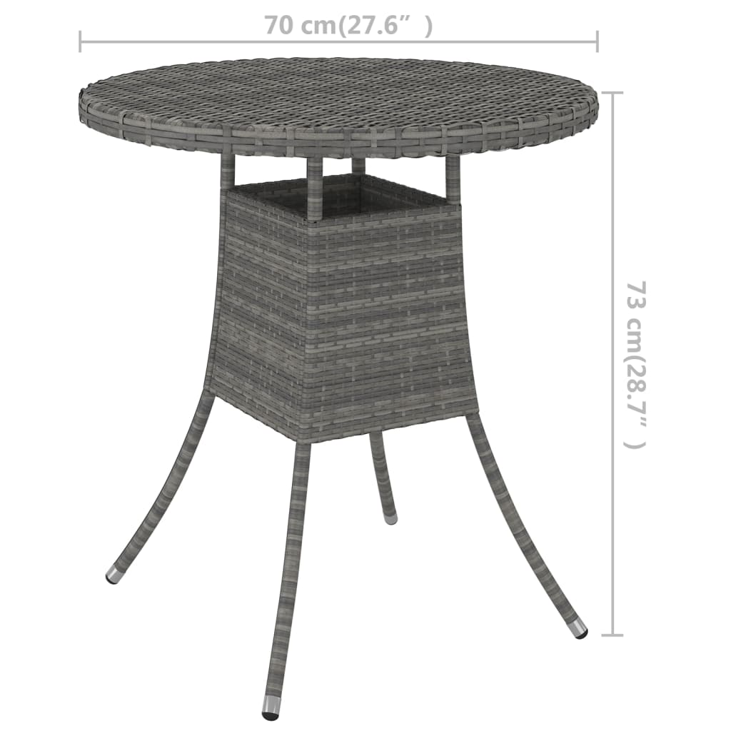 Tuintafel 70x70x73 cm poly rattan zwart