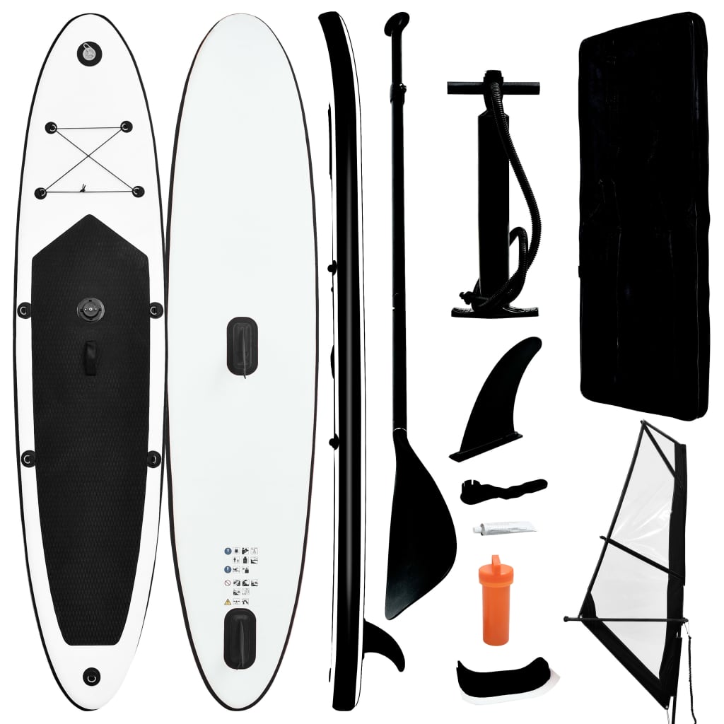 Stand Up Paddleboard gonflable avec jeu de voiles et blanc