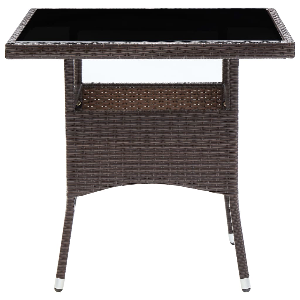 Tuintafel poly rattan en glas