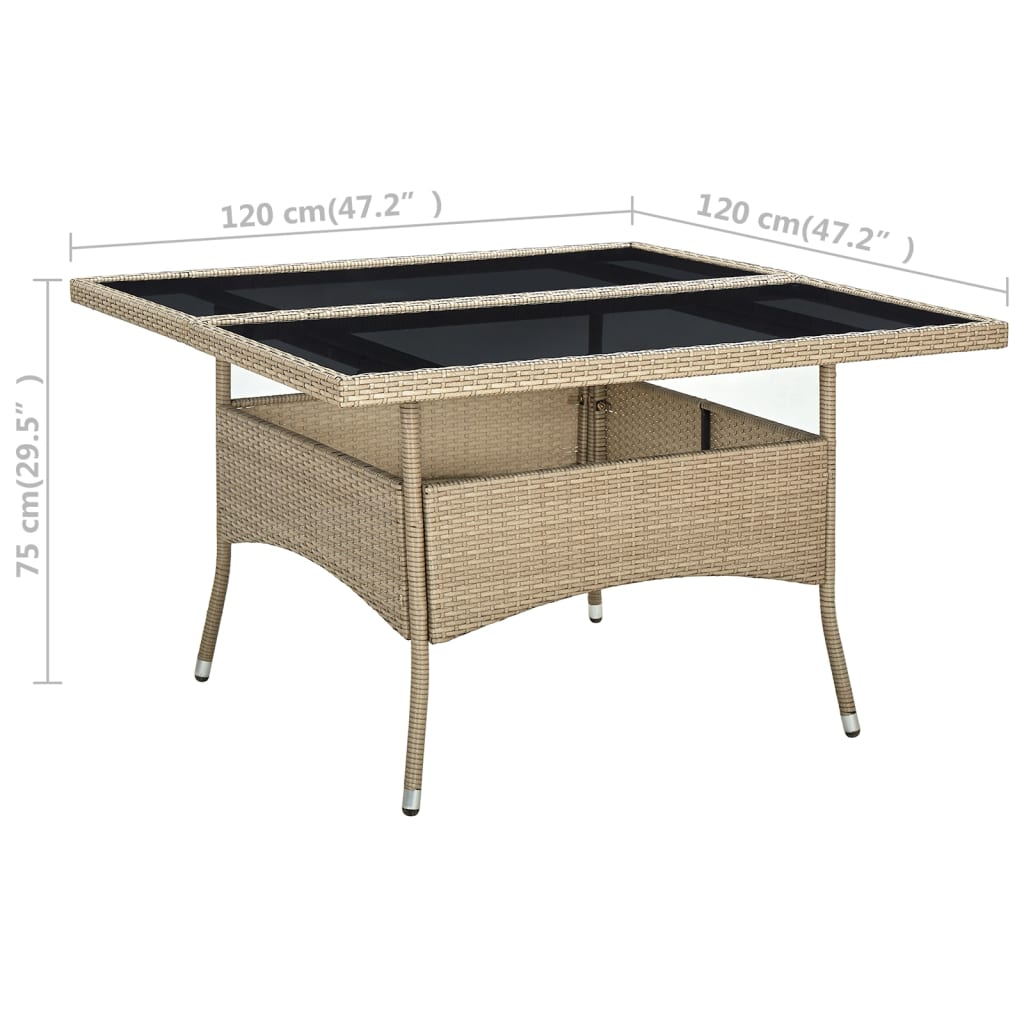 Tuintafel poly rattan massief acaciahout