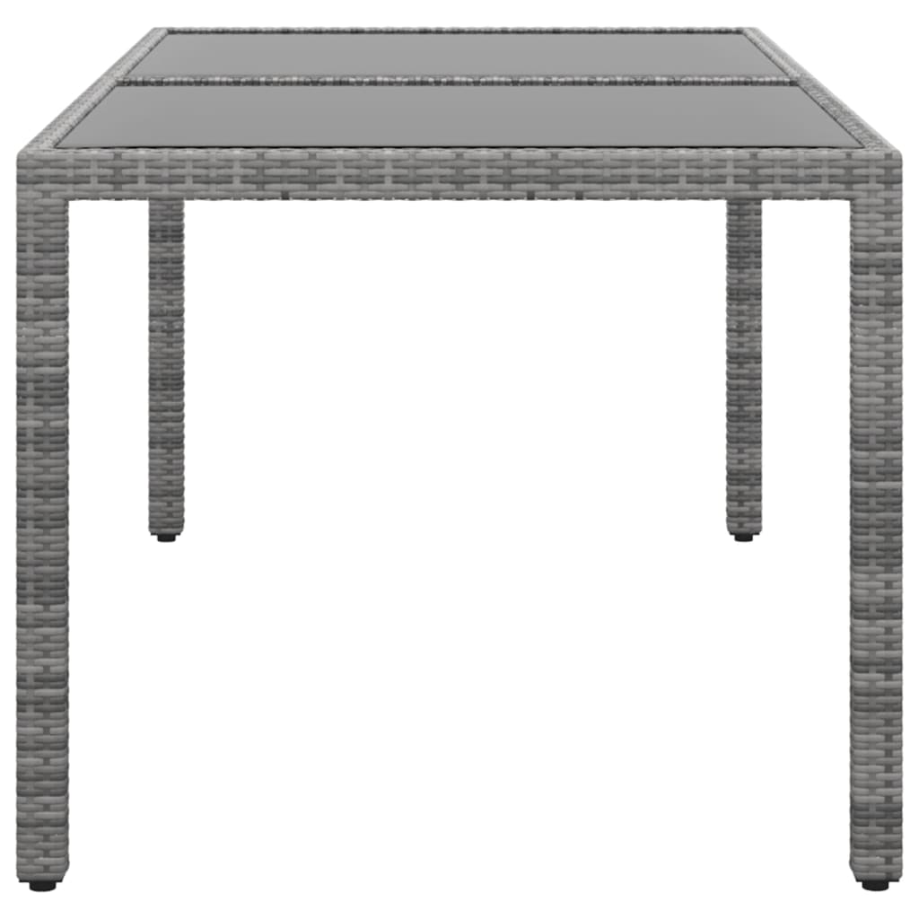 Tuintafel 150x90x75 cm gehard glas en poly rattan beige