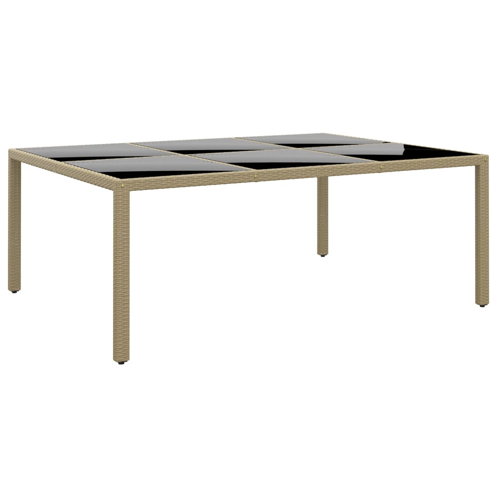 Tuintafel 200x150x75 cm gehard glas en poly rattan