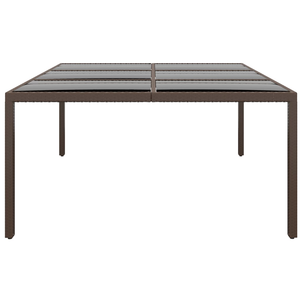 Tuintafel 200x150x75 cm gehard glas en poly rattan