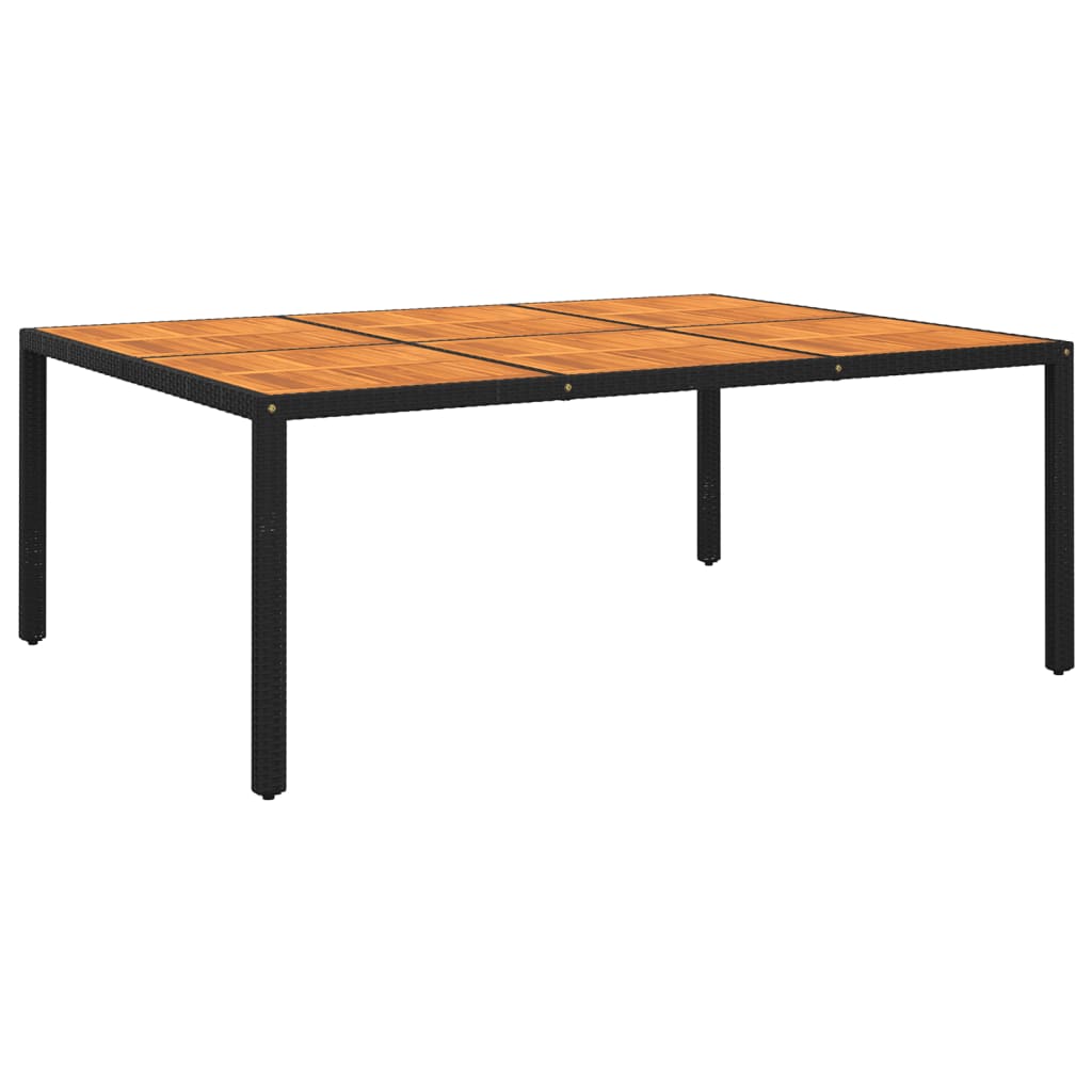 Table de jardin 200x150x75 cm bois d'acacia et poly rotin