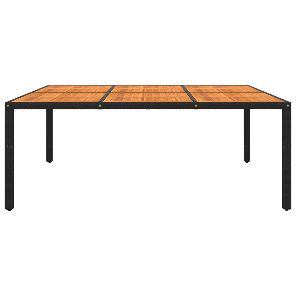 Table de jardin 200x150x75 cm bois d'acacia et poly rotin