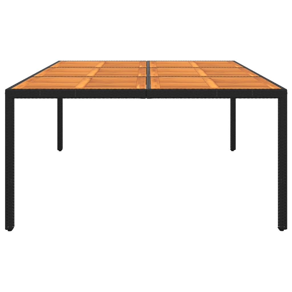 Table de jardin 200x150x75 cm bois d'acacia et poly rotin