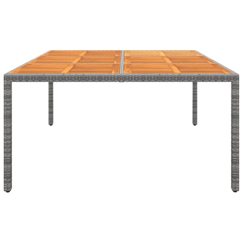 Table de jardin 200x150x75 cm bois d'acacia et poly rotin